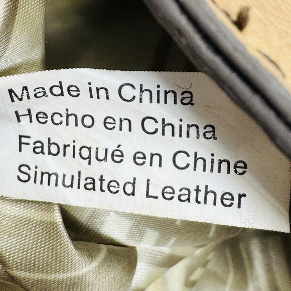 London Fog Two tone Faux Leather Satchel Brown Beige‎ Shoulder Bag - Picture 10 of 16